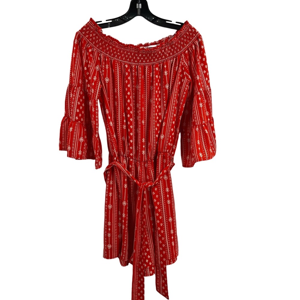 143‎ Story Red Bell Sleeve Romper Size Large